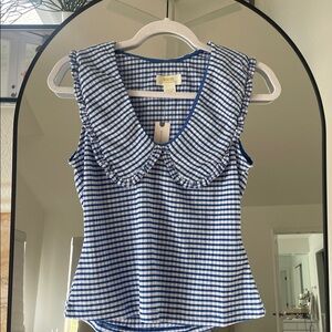 Maeve Blue and White Checkered Sleeveless Top